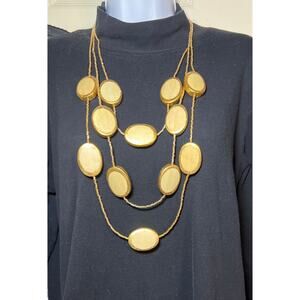 Chicos Three Row Wooden Beads Chunky Necklace NWT